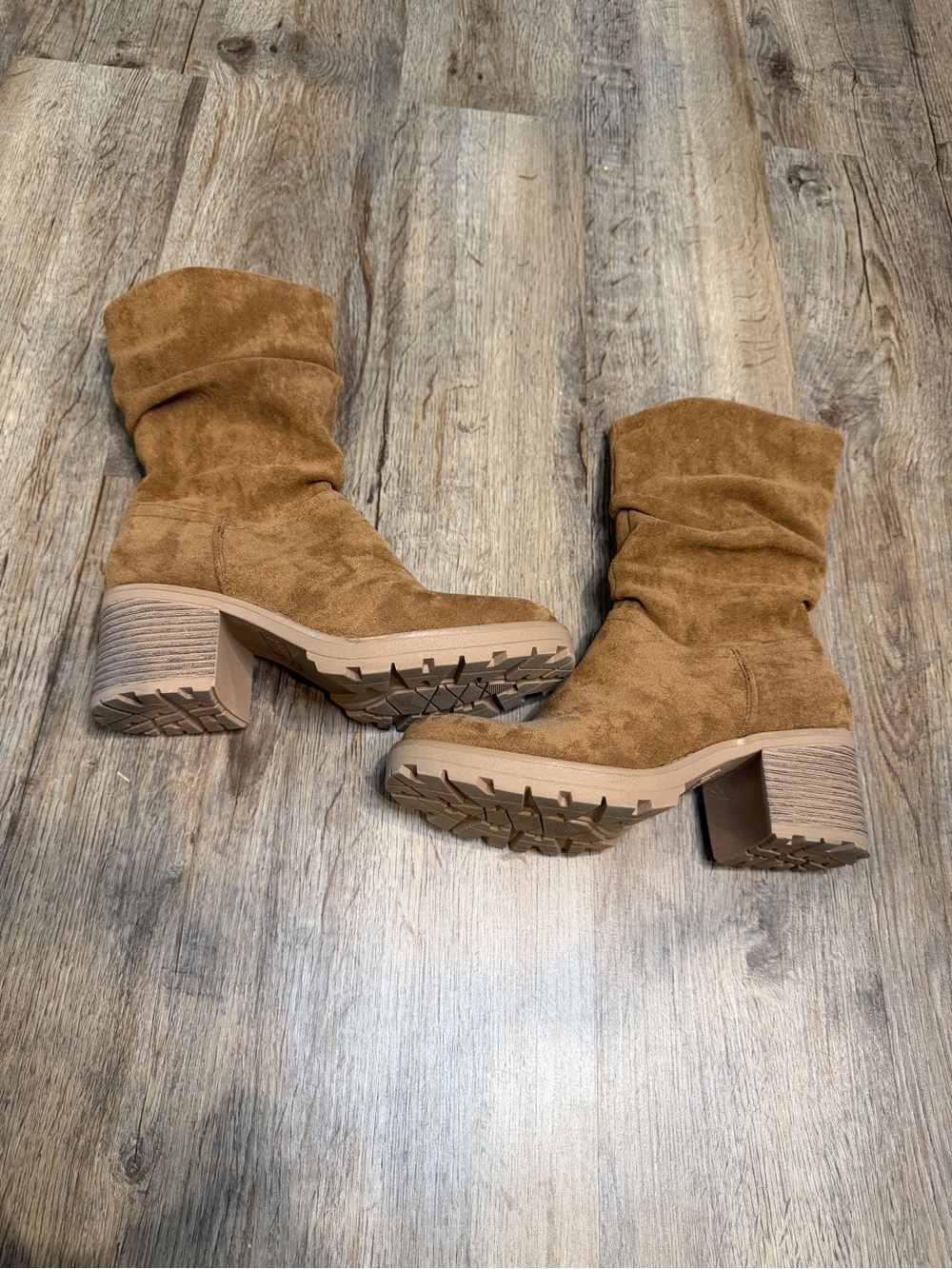 Women's Slouchy Suede Block-Heel Boots - Tan Sonoma 6